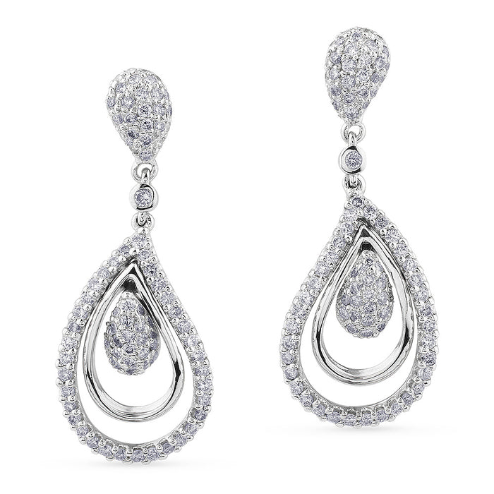 Pendientes oro blanco con pavé de diamantes |Chocrón Joyeros