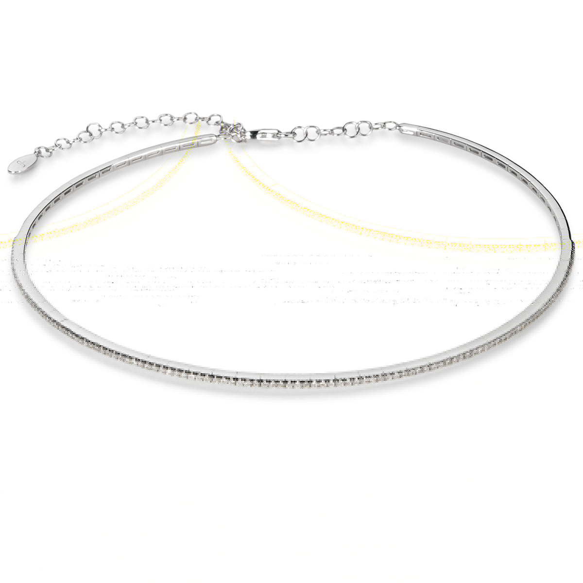 Collar rígido de oro blanco con diamantes talla brillante