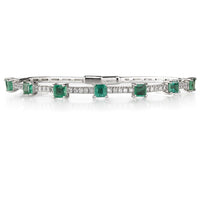 Pulsera Royal Trilogy de oro blanco con esmeraldas talla princesa  y diamantes talla brillante