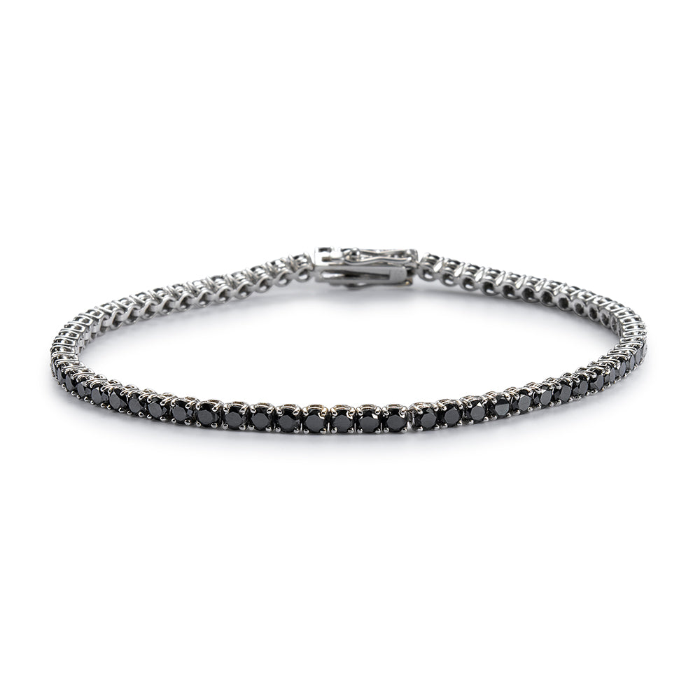 Pulsera_Riviere_ oro_blanco_con_brillantes_negros_en garra