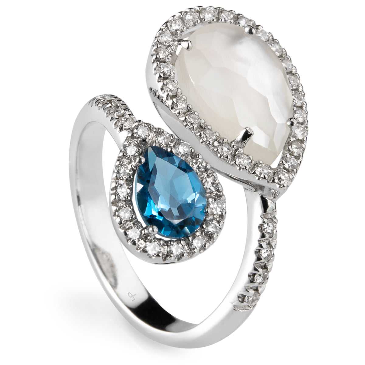 Sortija_Tu_y_Yo_de_oro_blanco_con_brillantes_Nacar_y_Topacio_Azul_vista_vertical