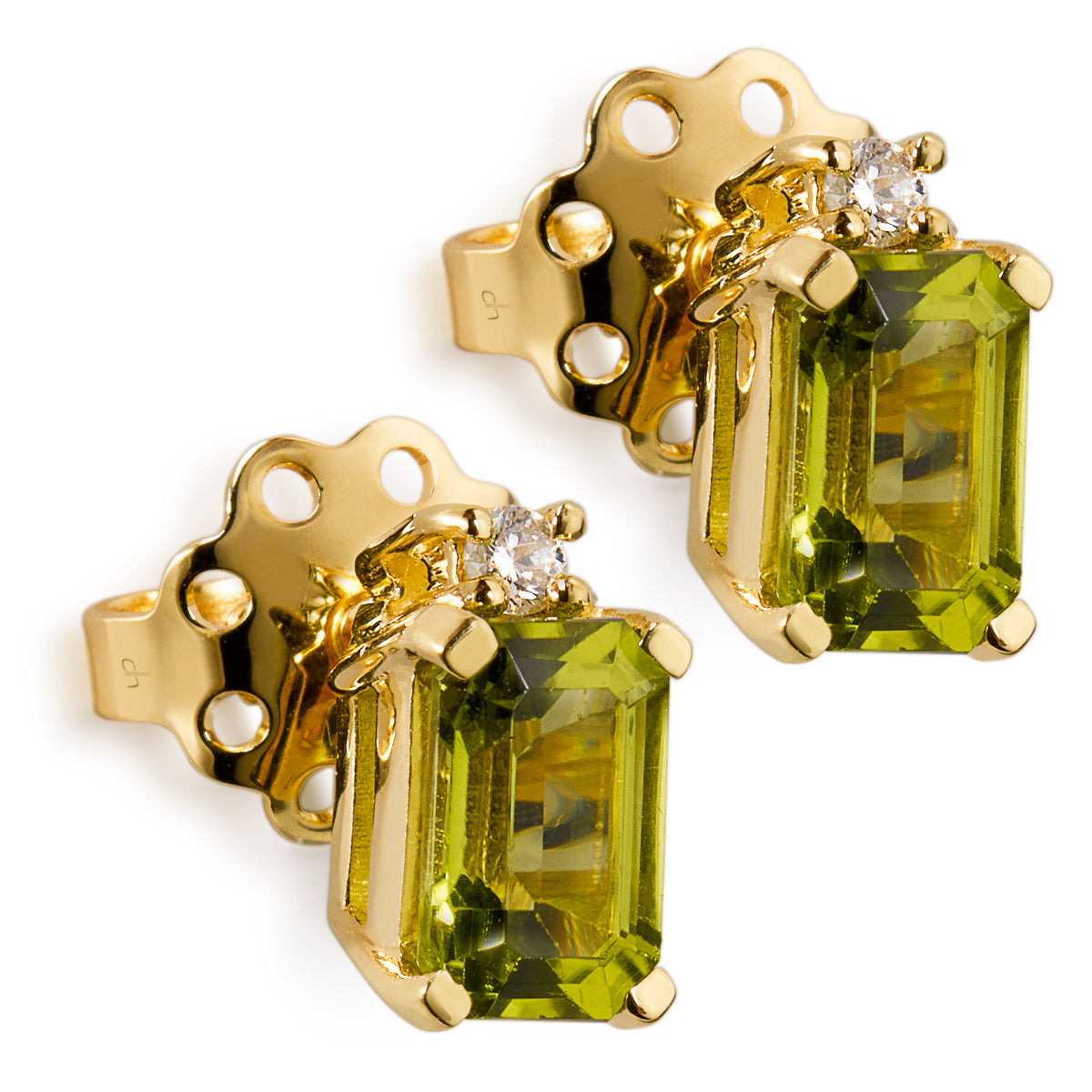 Pendientes_de_oro_con_brillante_y_peridoto_talla_esmeralda_vista_de_perfil