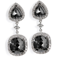 Pendientes de oro blanco con diamantes talla brillantes blancos y negros