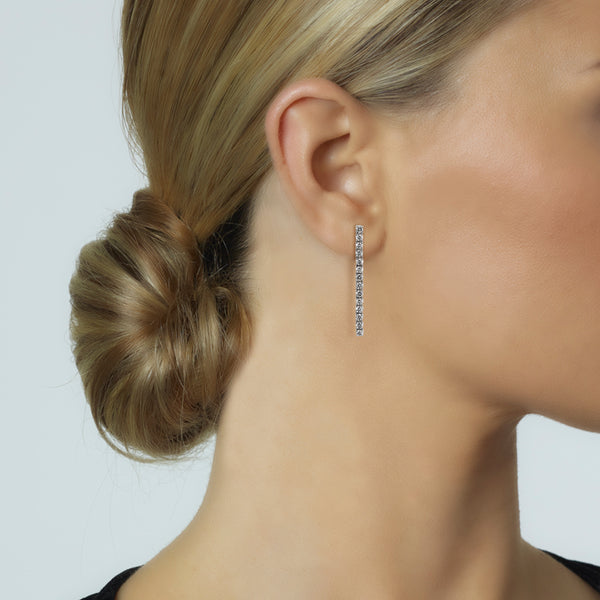 Pendientes Riviere de oro blanco con diamantes talla brillante