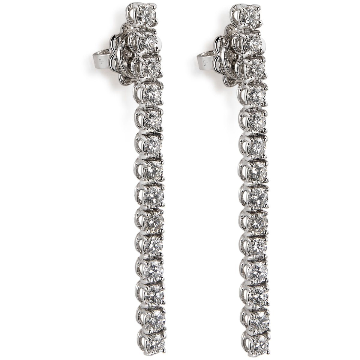 Pendientes Riviere de oro blanco con diamantes talla brillante