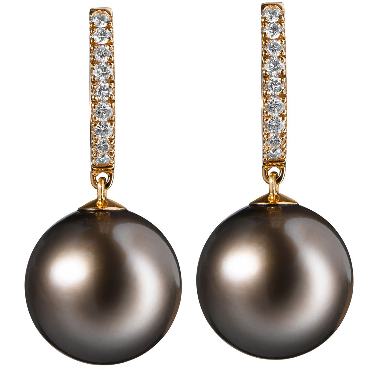 Pendientes de oro rosa y brillantes con perlas golden