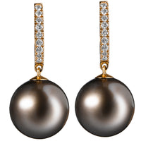 Pendientes de oro rosa y brillantes con perlas golden