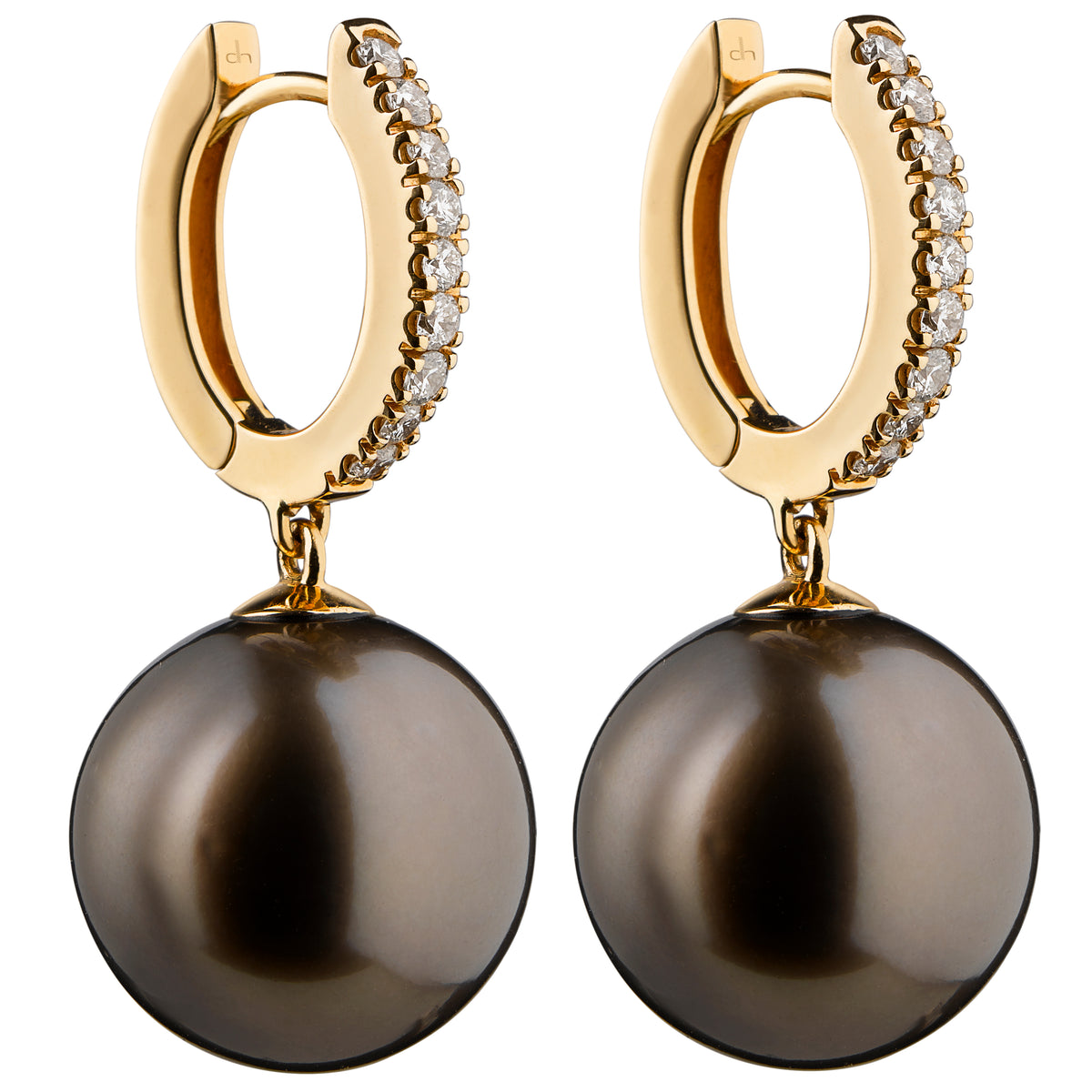 Pendientes de oro rosa y brillantes con perlas golden