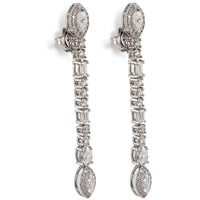 Pendientes largos de oro blanco con diamantes talla brillantes,talla baguette y talla marquise