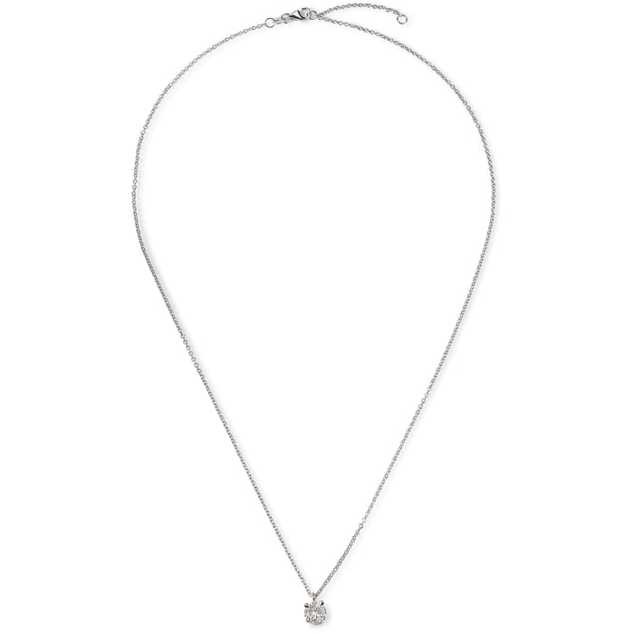 Colgante de oro blanco con diamante talla brillante y orla de diamantes con engaste invisible