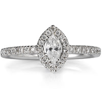 Sortija de oro blanco con diamantes talla brillante y diamante central talla Marquise