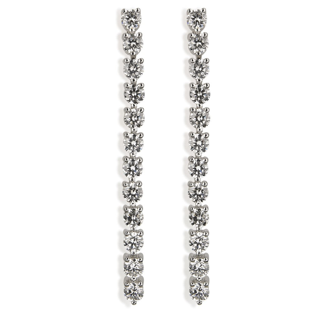 Pendientes Riviere de oro blanco con diamantes talla brillante engastados en garra