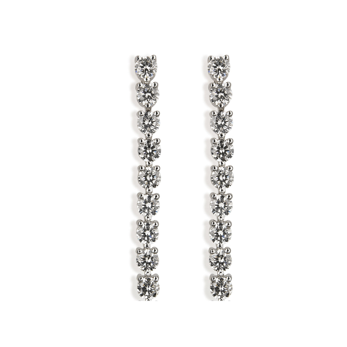 Pendientes Riviere de oro blanco con diamantes talla brillante engastados en garra