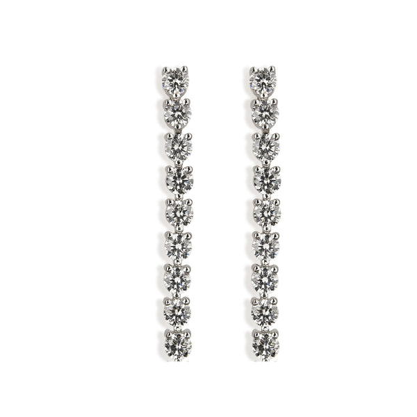 Pendientes Riviere de oro blanco con diamantes talla brillante engastados en garra