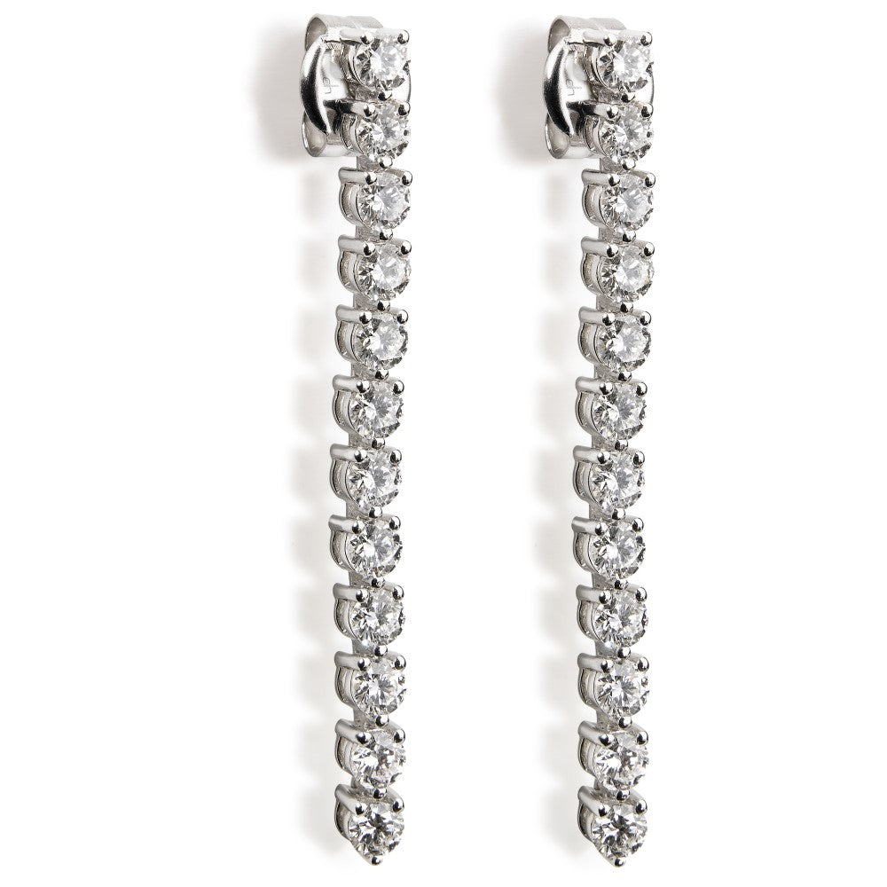 Pendientes Riviere de oro blanco con diamantes talla brillante engastados en garra