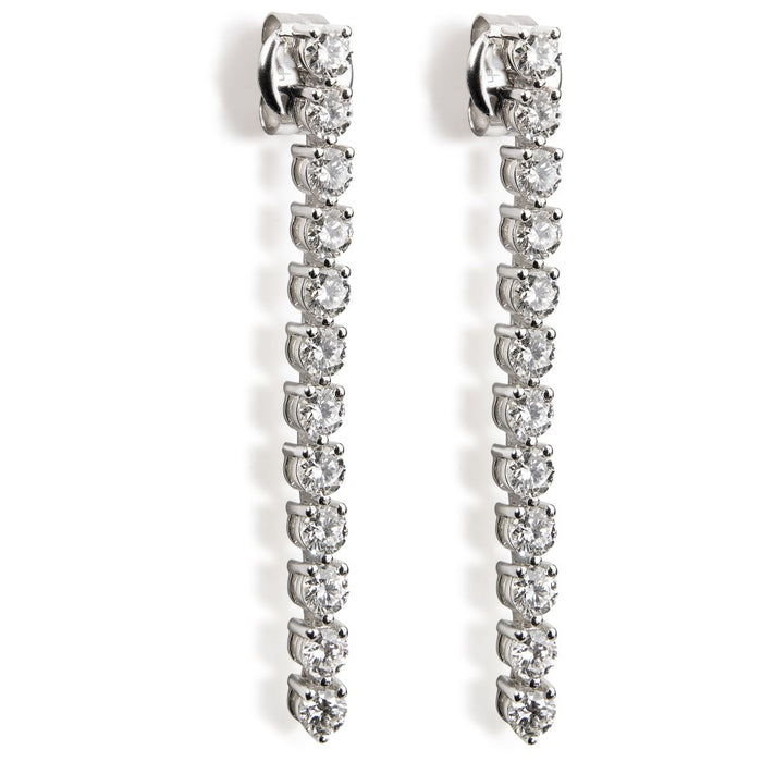 Pendientes Riviere de oro blanco con diamantes talla brillante engastados en garra