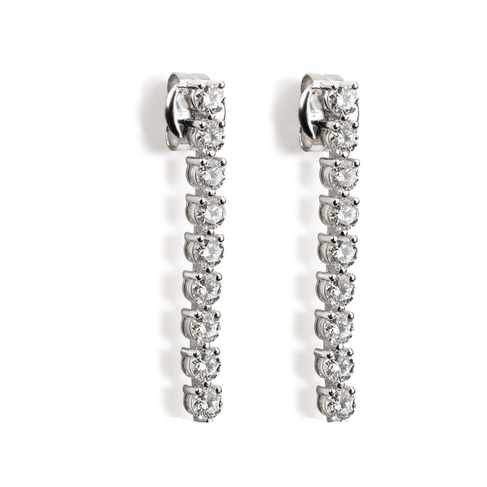 Pendientes Riviere de oro blanco con diamantes talla brillante engastados en garra