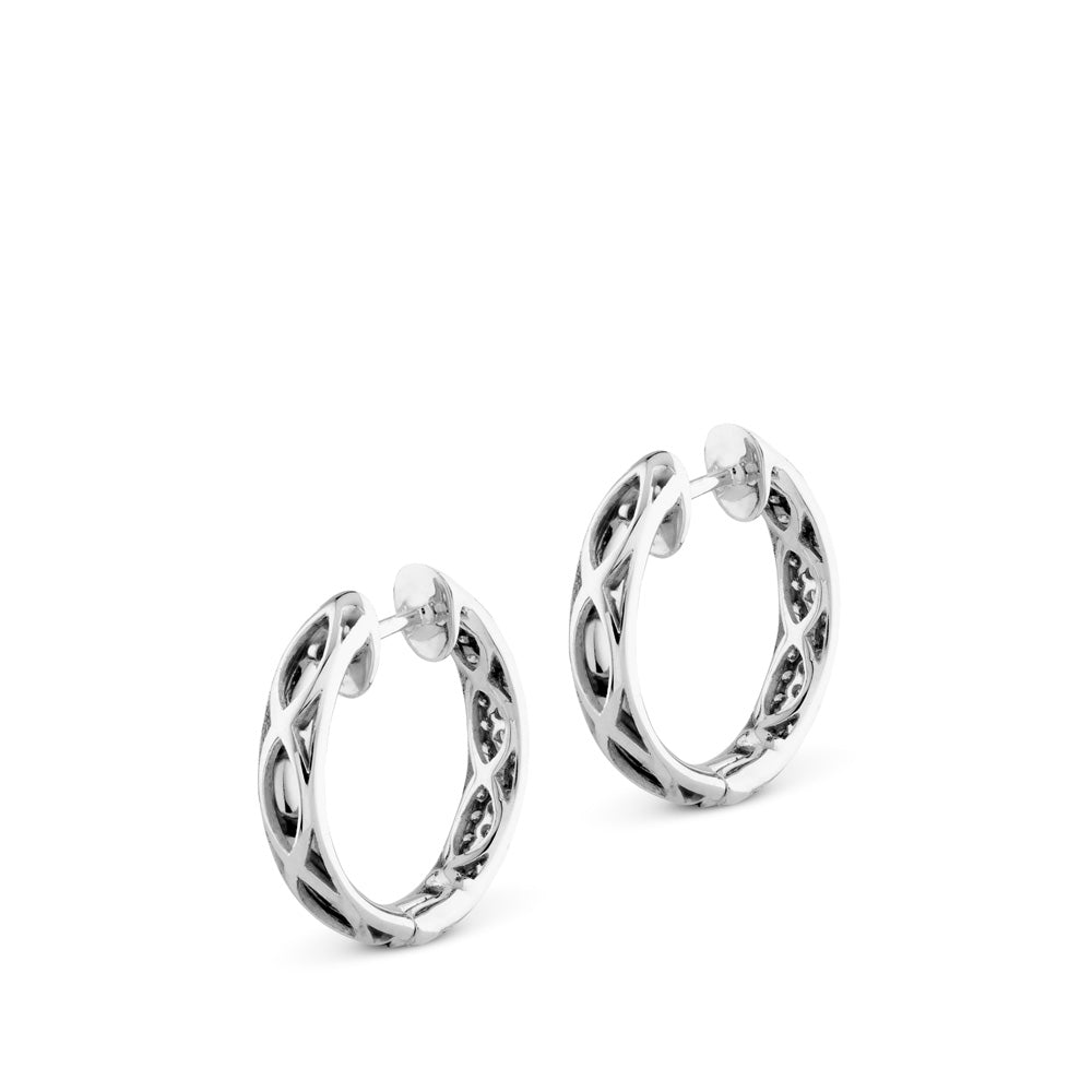 Aros de oro blanco con pavé de diamantes (2 cm)
