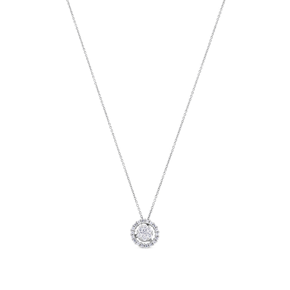Colgante de oro blanco con círculo y orla de pavé de diamantes 0,23 quilates
