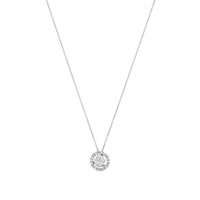 Colgante de oro blanco con círculo y orla de pavé de diamantes 0,23 quilates