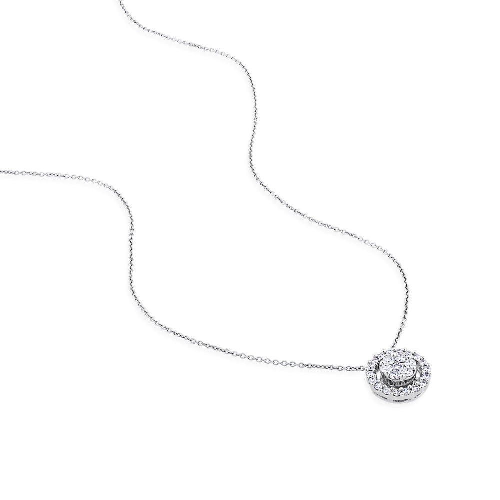 Colgante de oro blanco con círculo y orla de pavé de diamantes 0,23 quilates