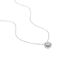 Colgante de oro blanco con círculo y orla de pavé de diamantes 0,23 quilates