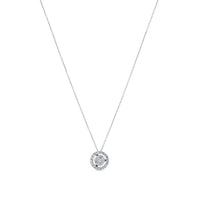 Colgante de oro blanco con círculo y orla de pavé de diamantes