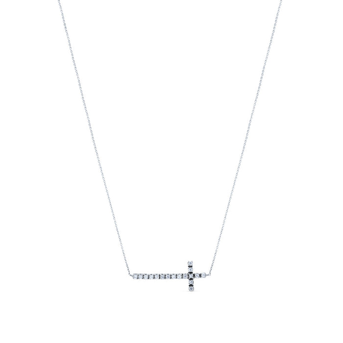 Colgante de oro blanco con cruz horizontal de diamantes