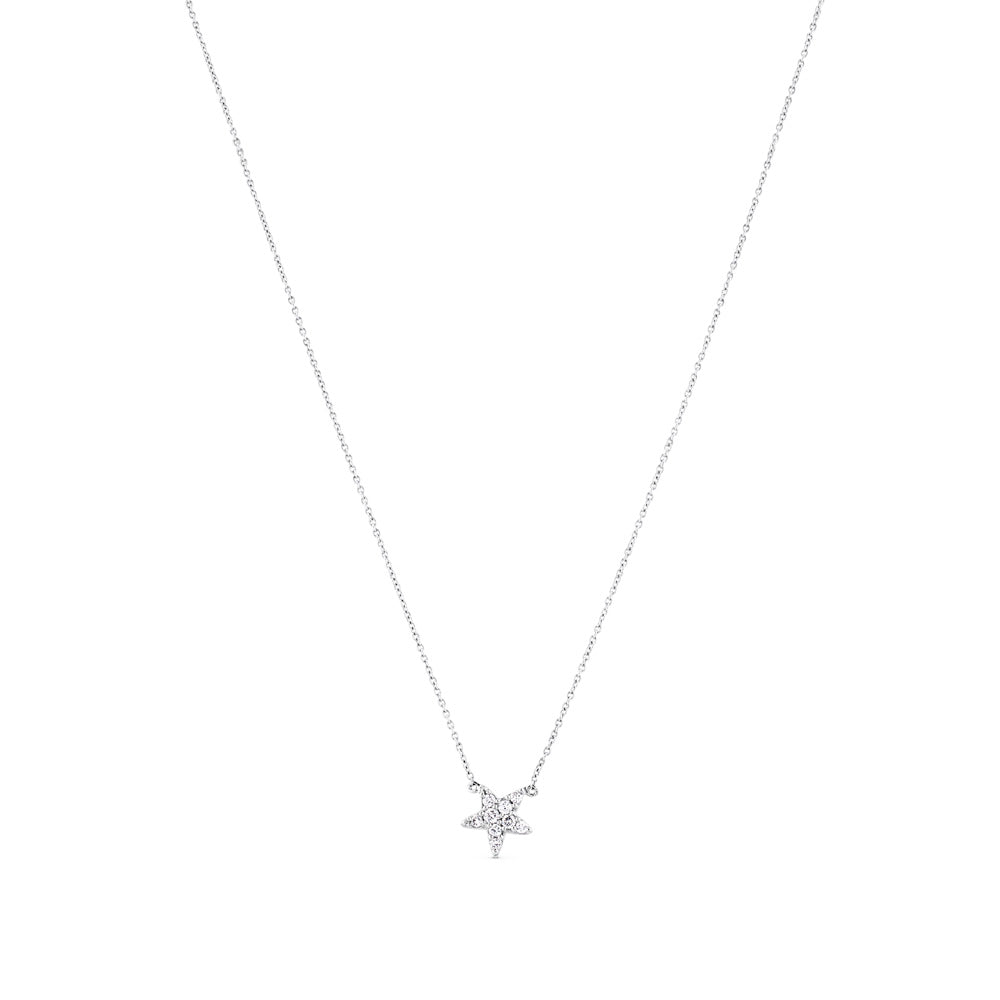 Colgante de oro blanco con estrella de pavé de diamantes