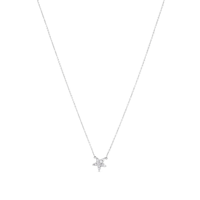 Colgante de oro blanco con estrella de pavé de diamantes