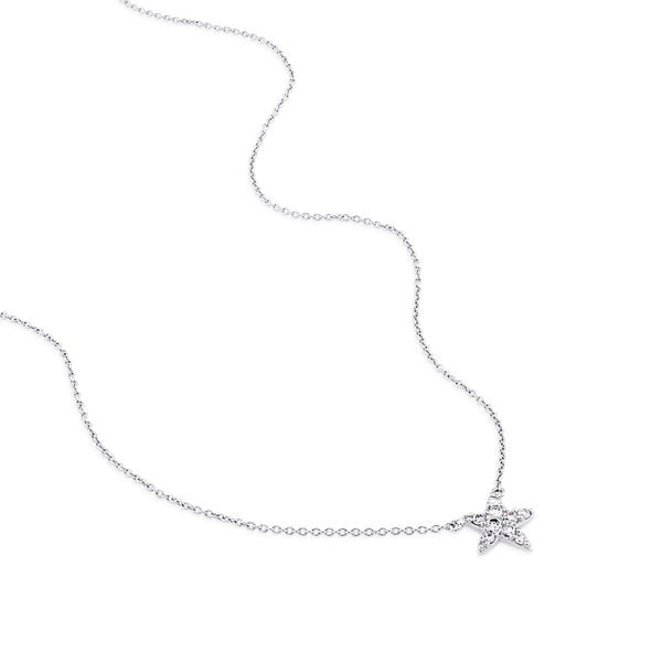 Colgante de oro blanco con estrella de pavé de diamantes