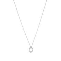Colgante de oro blanco con lágrima de pavé de diamantes y diamante al aire