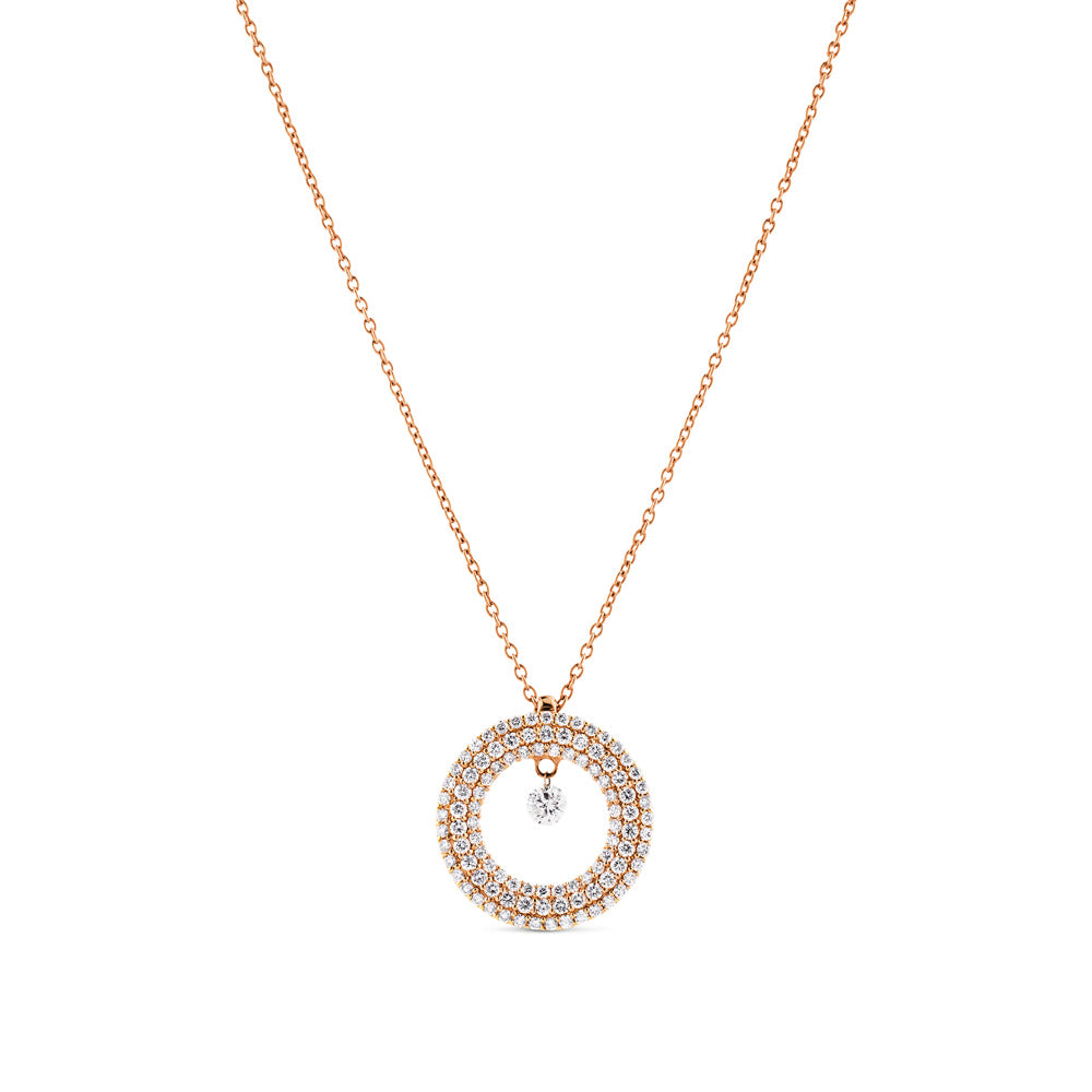 Colgante de oro rosa con aro de pavé de diamantes
