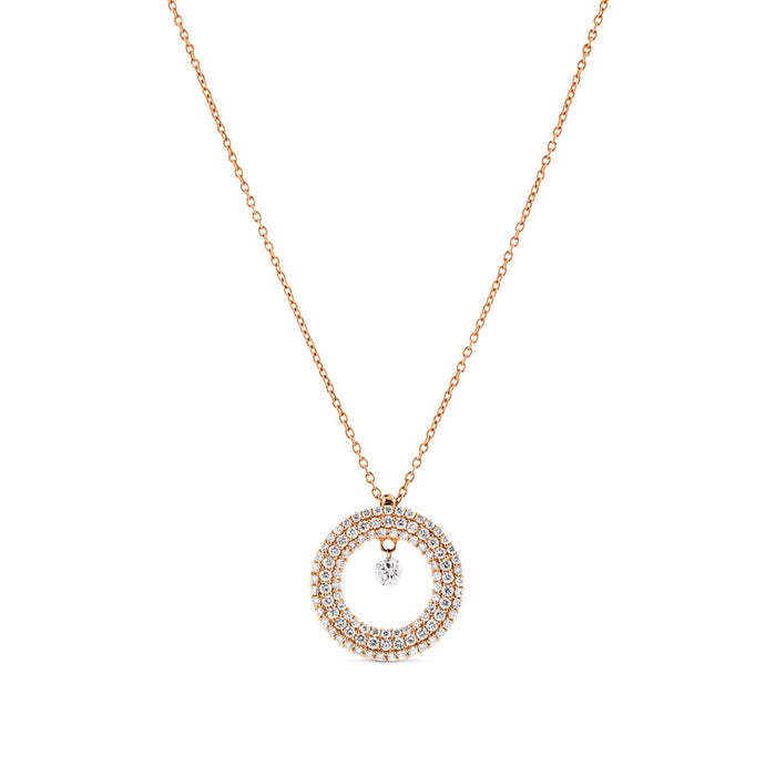 Colgante de oro rosa con aro de pavé de diamantes