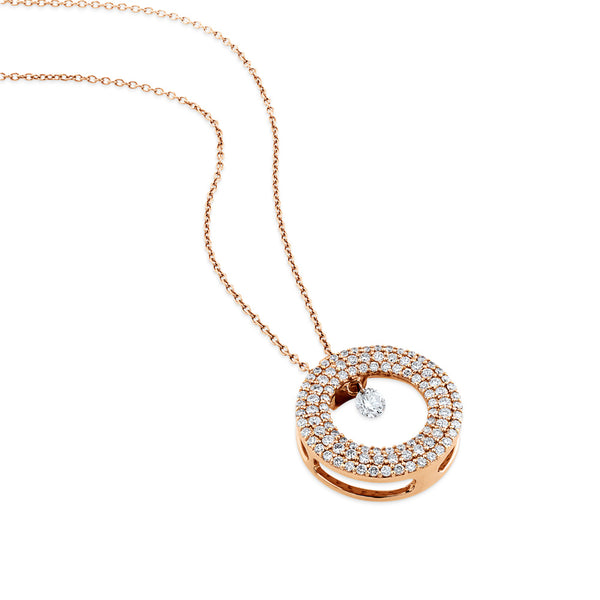 Colgante de oro rosa con aro de pavé de diamantes