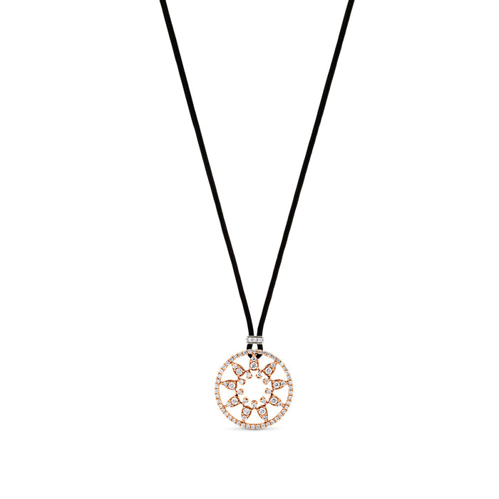 Colgante de oro rosa en forma de copo de nieve de pavé de diamantes
