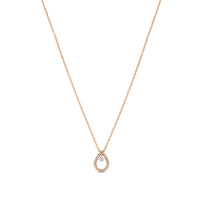 Colgante de oro rosa con lágrima de pavé de diamantes y diamante al aire