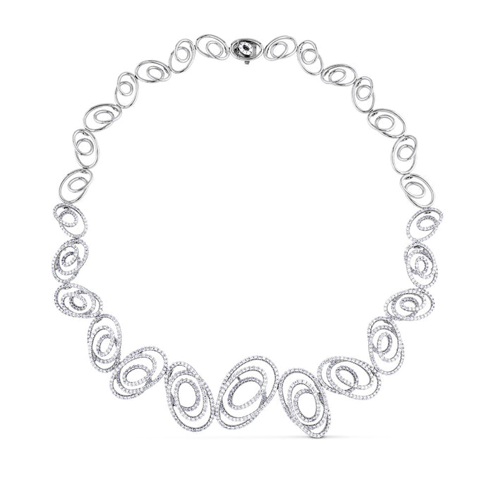 Collar de oro blanco con círculos "Art decó"