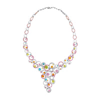 Gargantilla oro blanco con diamantes y zafiros de colores