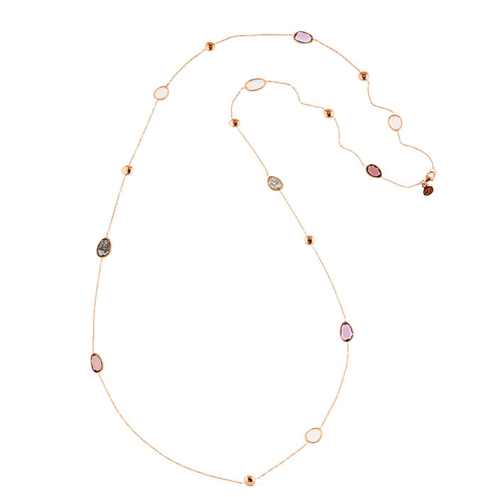 Collar de oro rosa con piedras multicolor (90 cm)