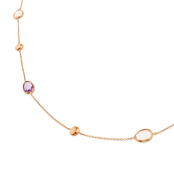 Collar de oro rosa con piedras multicolor (90 cm)