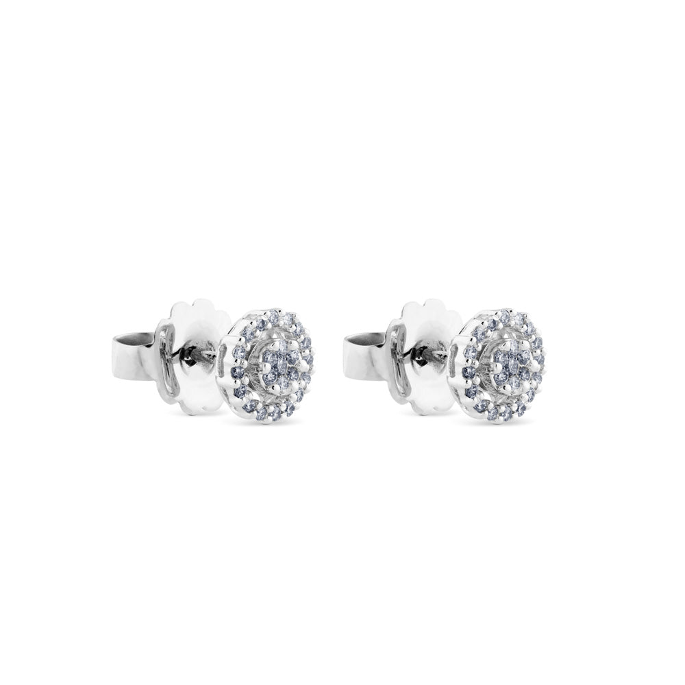 Pendientes de diamantes en oro blanco con orla de pavé de diamantes de 0,35 quilates