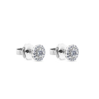 Pendientes de diamantes en oro blanco con orla de pavé de diamantes de 0,35 quilates