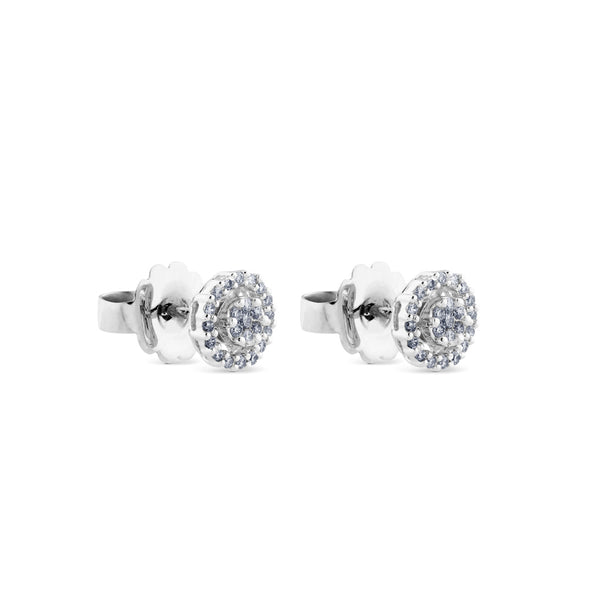 Pendientes de diamantes en oro blanco con orla de pavé de diamantes de 0,35 quilates
