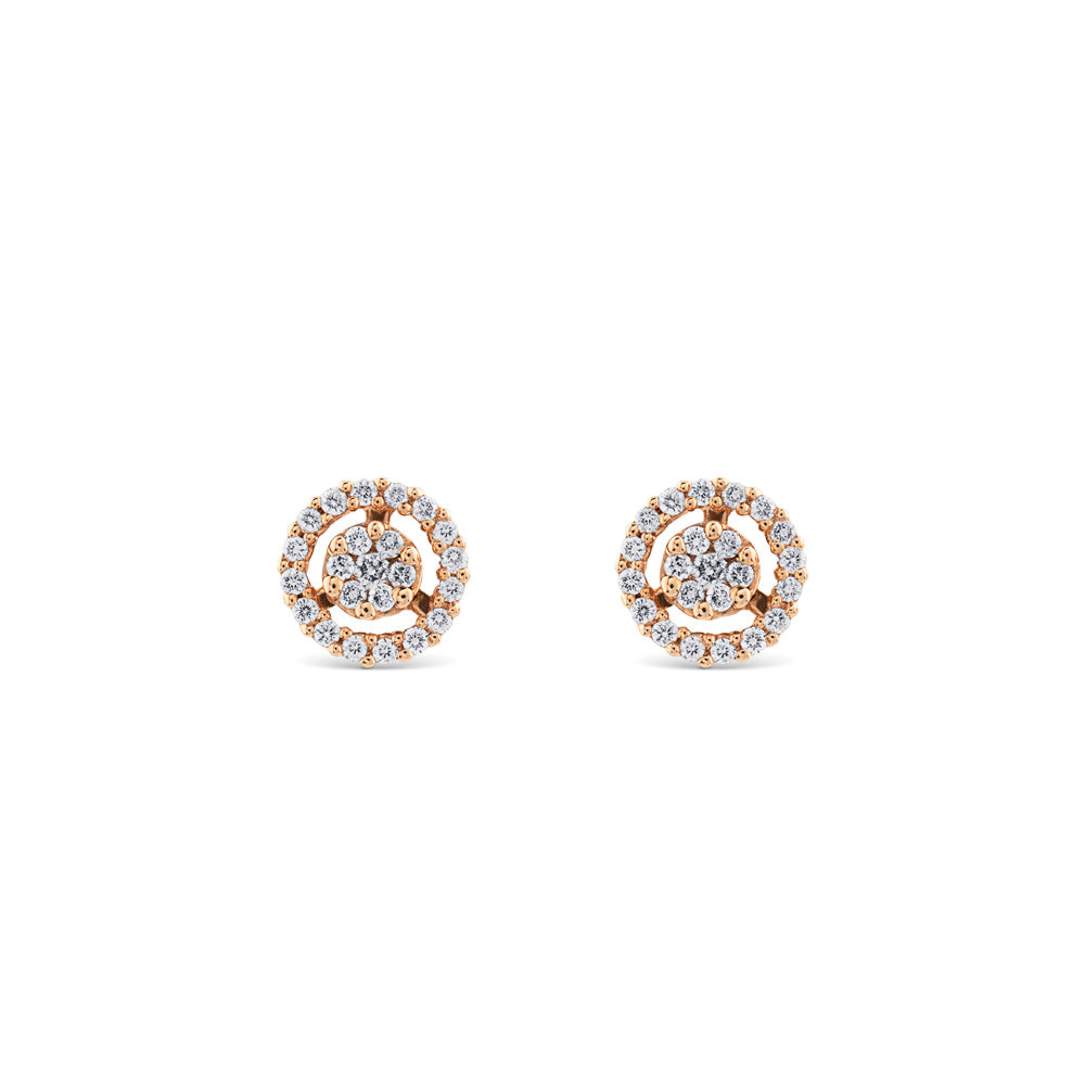Pendientes de diamantes en oro rosa con orla de pavé de diamantes de 0,35 quilates