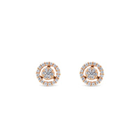 Pendientes de diamantes en oro rosa con orla de pavé de diamantes de 0,35 quilates