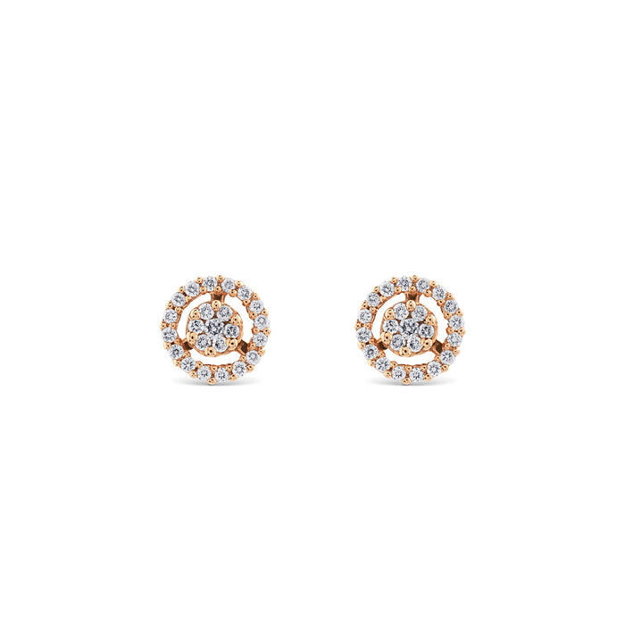 Pendientes de diamantes en oro rosa con orla de pavé de diamantes de 0,35 quilates
