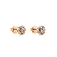 Pendientes de diamantes en oro rosa con orla de pavé de diamantes de 0,35 quilates