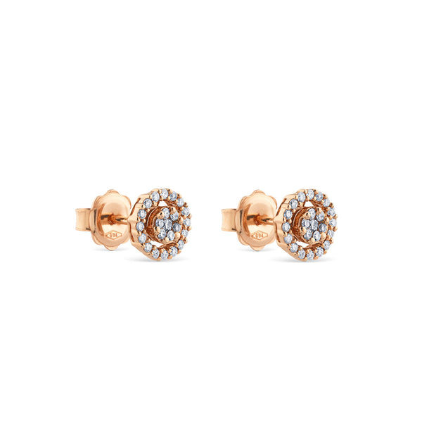 Pendientes de diamantes en oro rosa con orla de pavé de diamantes de 0,35 quilates