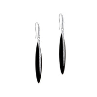 Pendientes largos de oro blanco con onix y diamantes
